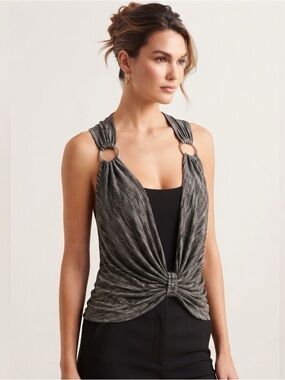 YOYO 5 Gray Clubbing cocktail Night out halter Top